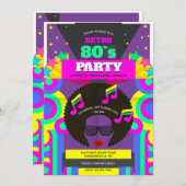 Party der 80er Jahre Einladung (Vorne/Hinten)