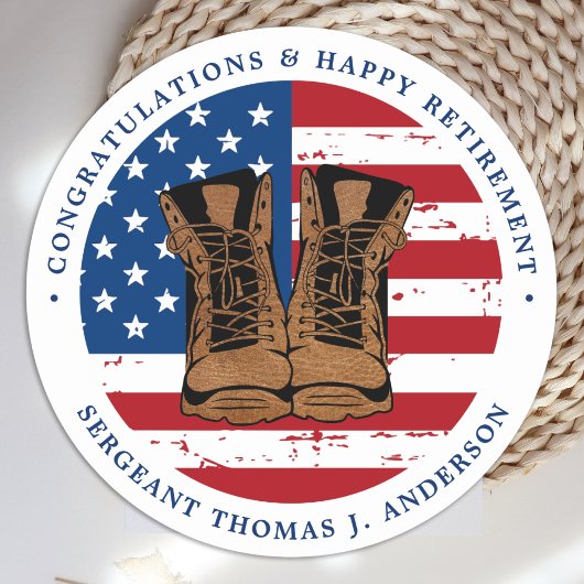 Party der amerikanischen Militärarmee "Flag Boots  Runder Aufkleber