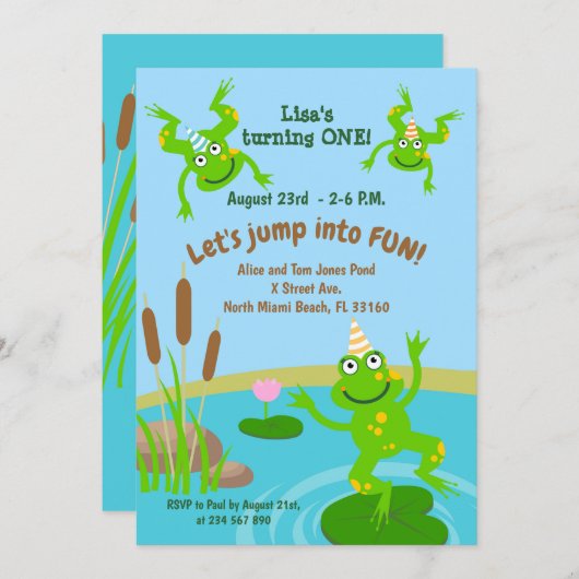 Party der ersten Geburtstagsfamilie Einladung (Vorne/Hinten)