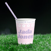 Party der ersten Periode rosa Cartoon Blume Muster Pappbecher