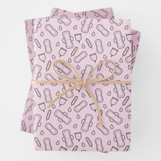 Party der ersten Phase Pastellrosa Tamponmuster Mu Geschenkpapier Set (Beispiel)