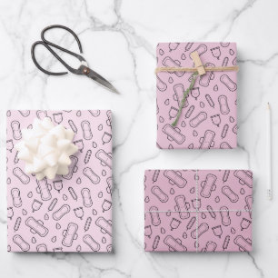 Party der ersten Phase Pastellrosa Tamponmuster Mu Geschenkpapier Set