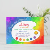 Party der farbenfrohen Kunst, Farbpalette Einladung (Stehend Vorderseite)