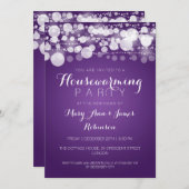 Party der Haushaltserwärmung Moderne Punkte Lila Einladung (Vorne/Hinten)