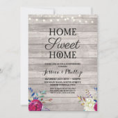 Party der Hauswärmung Rosa Blume Neue Zuhause Grau Einladung (Vorderseite)
