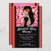 Party der Henne-311-Spanish Einladung (Vorne/Hinten)