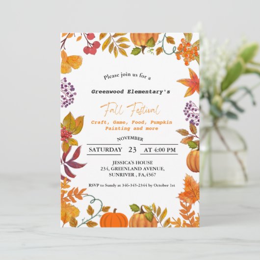 Party der Herbstfestival-Freilichtschule Einladung (Stehend Vorderseite)