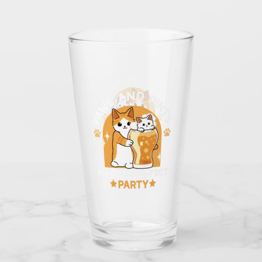 Party der Katze - Pasten und Pints Glas (Vorderseite)