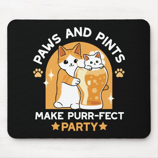 Party der Katze - Pasten und Pints Mousepad (Vorne)