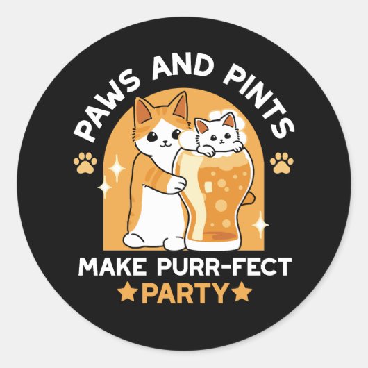 Party der Katze - Pasten und Pints Runder Aufkleber (Vorderseite)