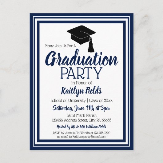 Party der Marine und der Weißen Schule Einladungspostkarte (Vorderseite)