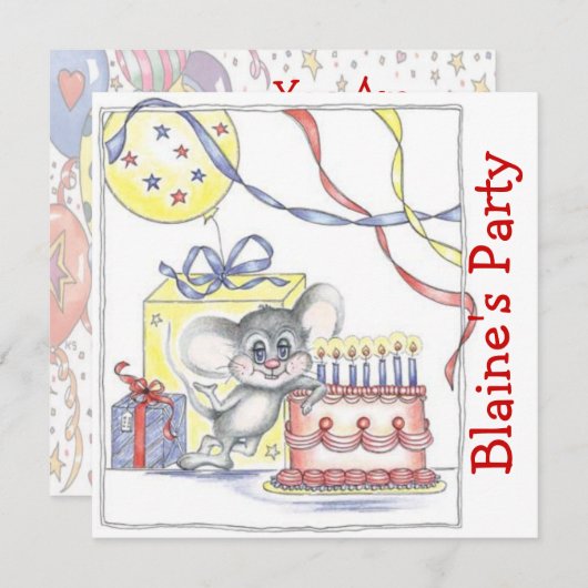 Party der Maus Einladung (Vorne/Hinten)