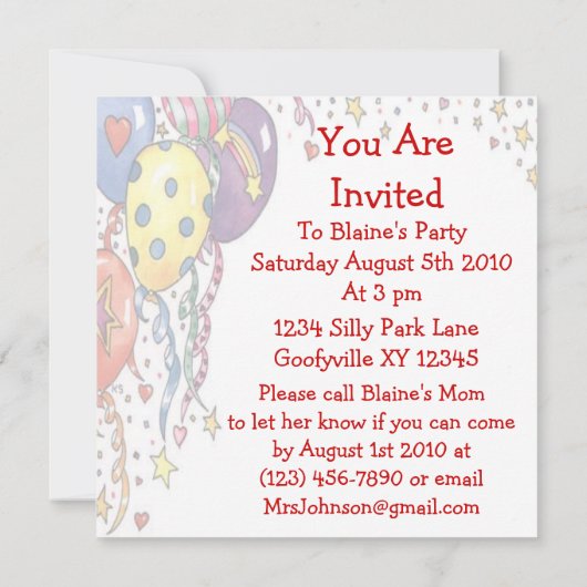 Party der Maus Einladung (Rückseite)