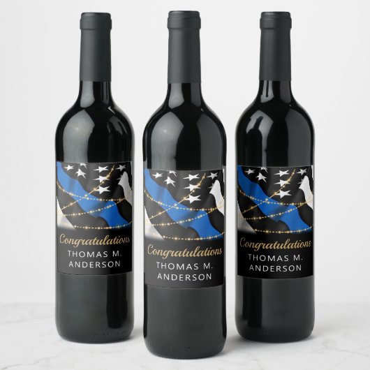 Party der Polizei gratuliert Blue Gold Weinetikett (Flaschen)