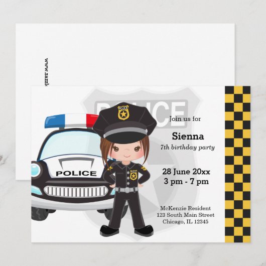 Party der Polizeikinder Einladung (Vorne/Hinten)