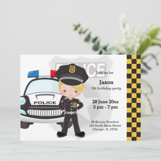 Party der Polizeikinder Einladung (Stehend Vorderseite)