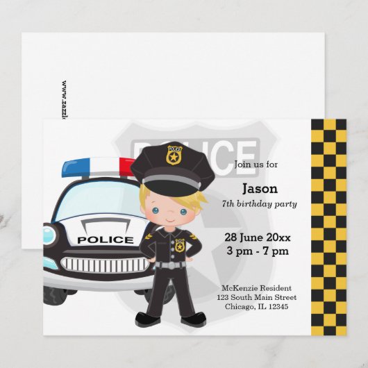 Party der Polizeikinder Einladung (Vorne/Hinten)