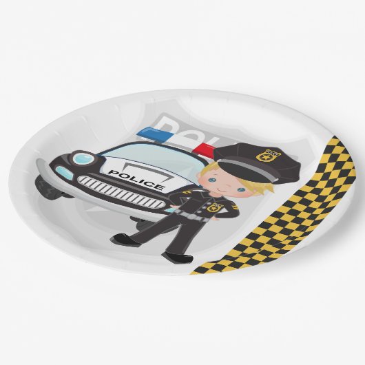 Party der Polizeikinder Pappteller (Schrägansicht)