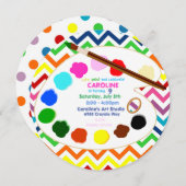 Party der Regenbogenmalerei, Polka-Punkte, Streife Einladung (Vorne/Hinten)