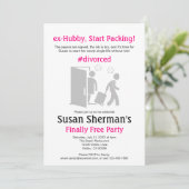 Party der Scheidung endlich Feminine Pink Funny Feiertagskarte (Stehend Vorderseite)