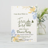 Party der Scheidung lädt ein: Freier Vogel, Humor Einladung (Stehend Vorderseite)