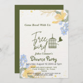 Party der Scheidung lädt ein: Freier Vogel, Humor Einladung (Vorne/Hinten)