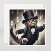 Party der schwarzen Krawatte, Katzengeburtstag, Ei Einladung (Vorne/Hinten)