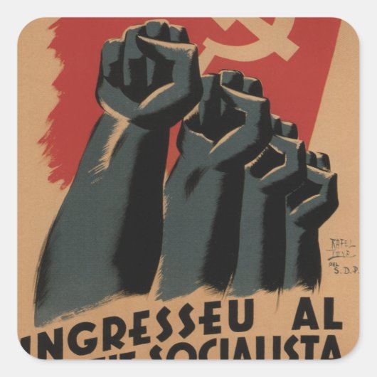 Party der Sozialistischen Einheit_Propaganda-Poste Quadratischer Aufkleber (Vorderseite)