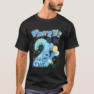 Party der Wilden und 2 Baby Boy 2. Geburtstag Dino T-Shirt