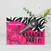 Party der Zebra-Karaoke-Mädchen Nachtheraus Einladung (Stehend Vorderseite)