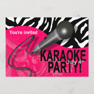 Party der Zebra-Karaoke-Mädchen Nachtheraus Einladung