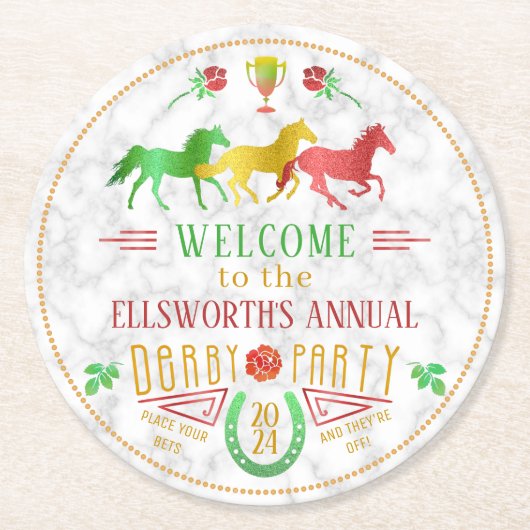 Party Derby Day Racing Racing Runder Pappuntersetzer (Vorderseite)