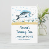 Party des Angelfangs verwandelt einen Fischmeer zu Einladung (Stehend Vorderseite)