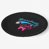 Party des Baseball- oder Bow-Geschlechts Pappteller (Schrägansicht)