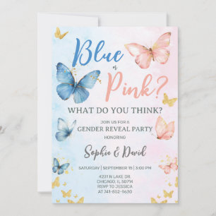 Party des Blauen oder rosa Geschlechts Einladung