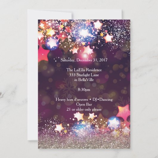 Party des funkelnden Sylvesterabends Einladung (Rückseite)