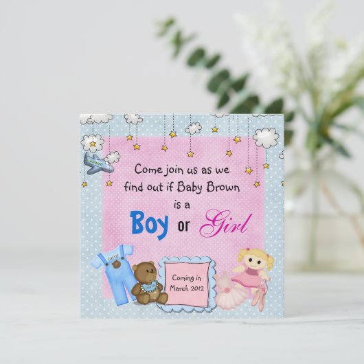 Party des Geschlechts Einladung (Stehend Vorderseite)