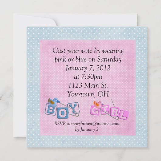 Party des Geschlechts Einladung (Rückseite)