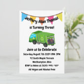 Party des grünen Müllwagens Einladung (Stehend Vorderseite)