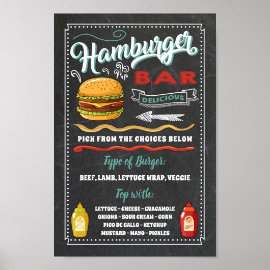 Party des Hamburger Bar Menüs Poster (Vorne)