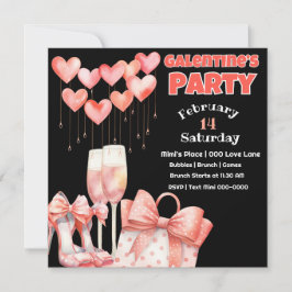 Party des Pfirsich-und Pink-Galentinstag Einladung