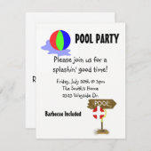 Party des Pools Einladung (Vorne/Hinten)