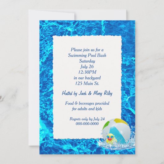 Party des Pools Einladung (Vorderseite)