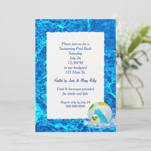 Party des Pools Einladung (Stehend Vorderseite)