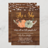 Party des rustikalen Pumpkin-Geschlechts Einladung (Vorne/Hinten)