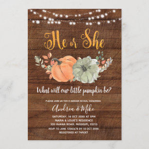 Party des rustikalen Pumpkin-Geschlechts Einladung