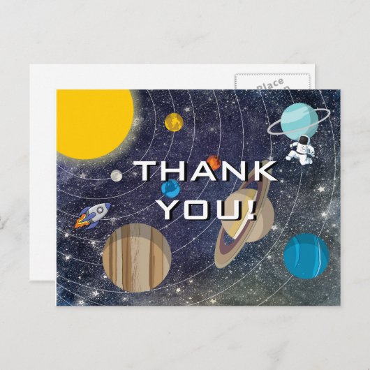 Party des Sonnensystems Vielen Dank Postkarte (Vorne/Hinten)