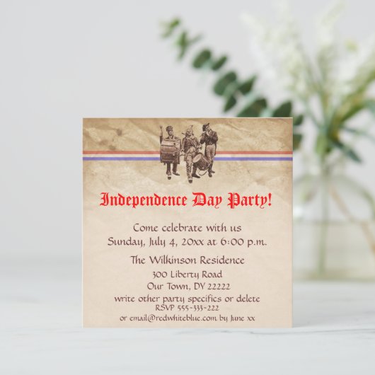 Party des Unabhängigkeitstages Einladung (Stehend Vorderseite)