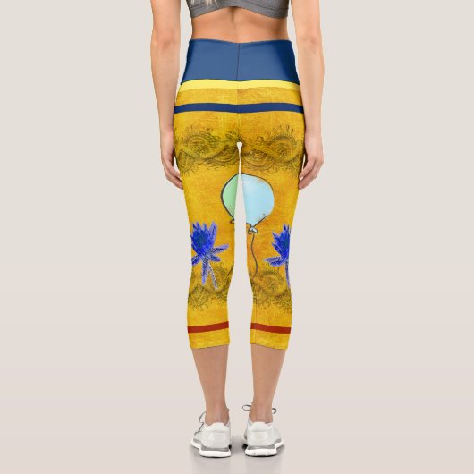 Party Design mit Balloons und Blume Capri Leggings (Rückseite)