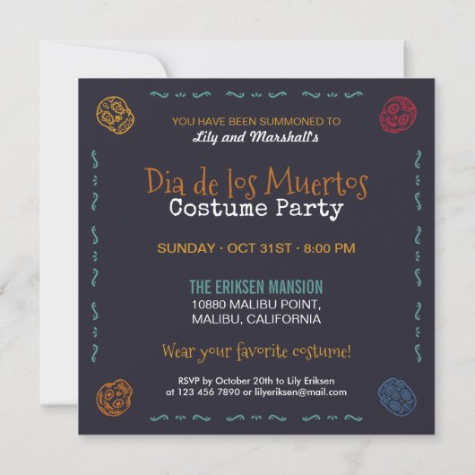 Party Dia de los Muertos| Einladung (Rückseite)